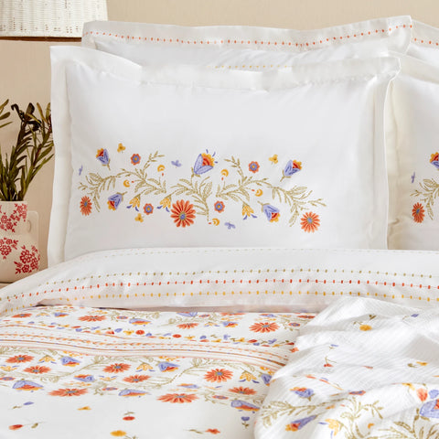 Karaca Home Clarice 100% Cotton Double Bed Duvet-Pike Set Multicolor
 