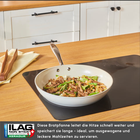 Karaca Swiss Crystal Almond Cream Stainless Steel Handle Pan 30 cm
 