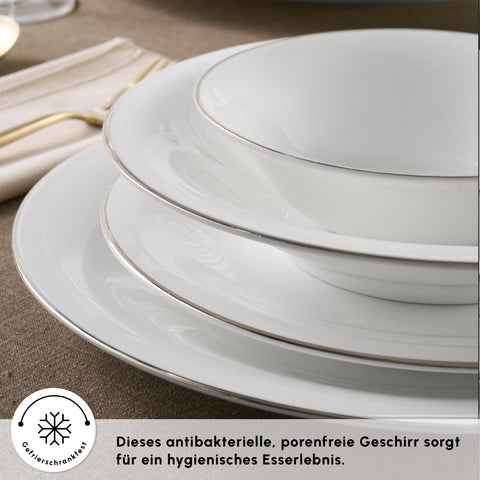 Karaca Fine Pearl Fame 58-Piece Dinnerware Set for 12 People, Platinum
 