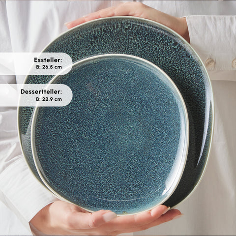 Karaca Earth Collection New Galactic Oscar Reactive Glaze 55-Piece Dinner Set for 12 People, Multi