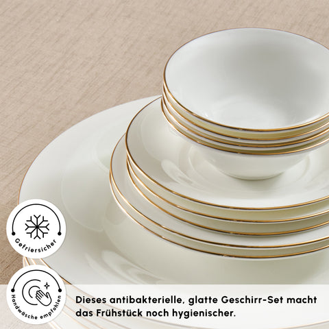 Karaca Fine Pearl New Fame Frühstücksset für 6 Personen, 26-teilig – Gold