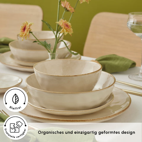 Karaca Earth Collection Aria 55-teiliges Tafelservice für 12 Personen Beige