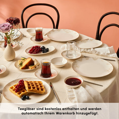 Karaca Bone China Siena 20-teiliges Tafelservice für 6 Personen, Weiß