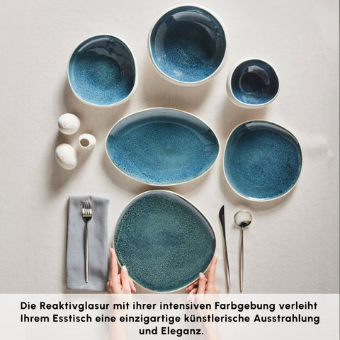 Karaca Earth Collection New Galactic Oscar Reactive Glaze 55-Piece Dinner Set for 12 People, Multi