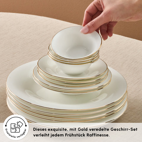 Karaca Fine Pearl New Fame Frühstücksset für 6 Personen, 26-teilig – Gold