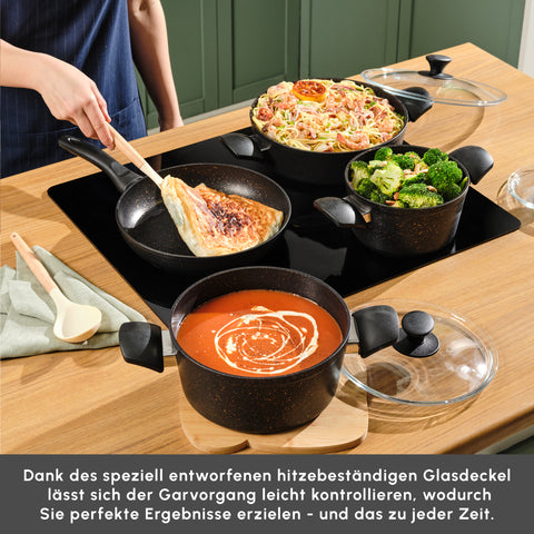 Karaca Biogranit Black Gold Induction Base 7 Piece Cookware Set