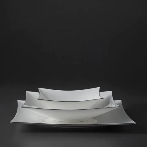 Jumbo Wind Platinum 64-Piece Square Dinner Set for 12 People
