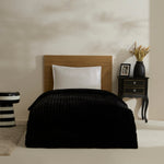 Karaca Stripe Sherpa Black Blanket 150x200