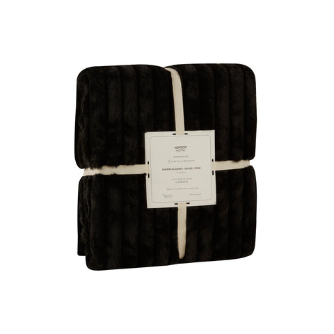 Karaca Stripe Sherpa Black Blanket 150x200