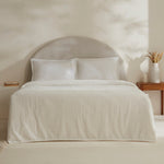 Karaca Leaves White Double Blanket 200x220