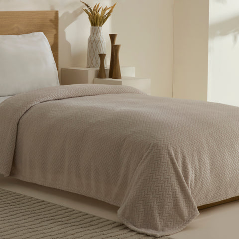Karaca Leaves Gray Single Blanket 150x200