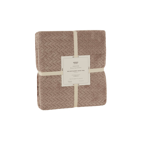 Karaca Leaves Stone Grey Double Blanket 200x220