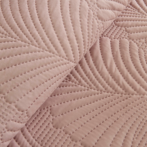 Leaf Yatak Örtüsü Seti Pudra Pembe 230x240cm + 2(50x70) cm