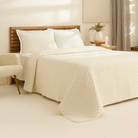 Karaca Ines Bedspread Set, Double, Ecru