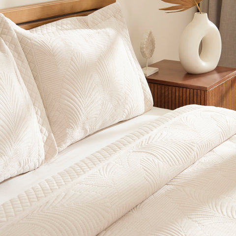 Karaca Lean Tagesdecke, Doppelbett, Ecru
