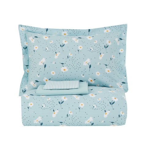 Karaca Home Daisy 100% Cotton Double Duvet Cover Set, Mint