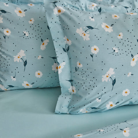 Karaca Home Daisy 100% Cotton Double Duvet Cover Set, Mint