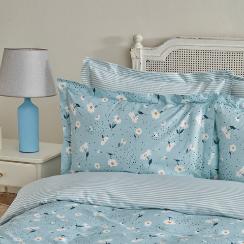 Karaca Home Daisy 100% Cotton Double Duvet Cover Set, Mint