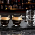 RCR Caffè 6 Kişilik 6 Parça Cam Espresso Kahve Fincan Seti, 80 ml, Şeffaf
