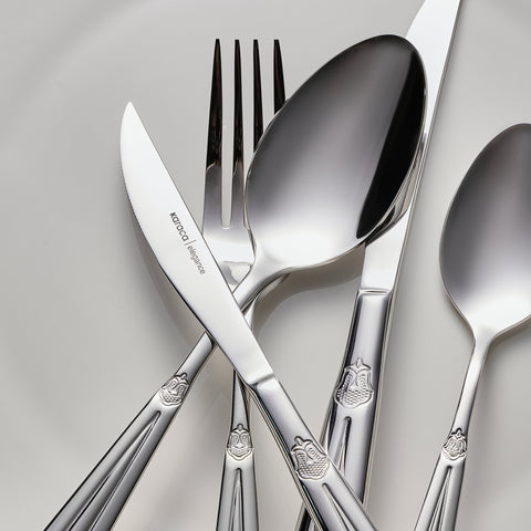 Karaca Elegance Mantilla Silver 84-Piece Cutlery Set for 12 Persons