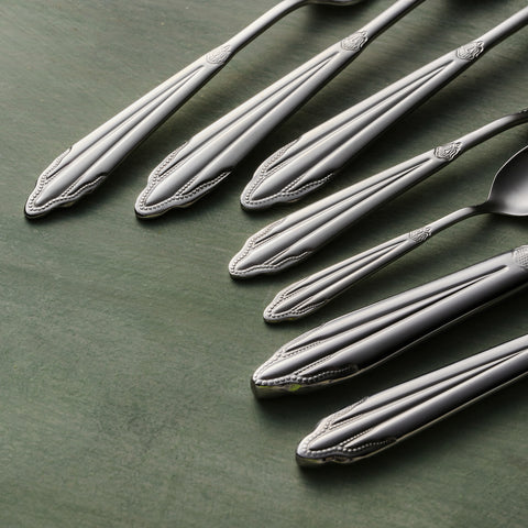 Karaca Elegance Mantilla Silver 84-Piece Cutlery Set for 12 Persons