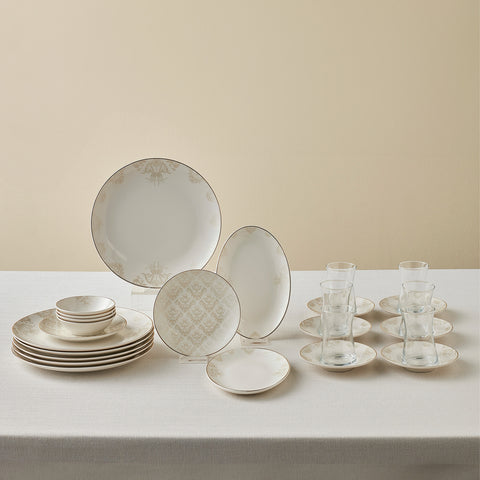 Karaca Bone China Siena 20-Piece Serveware Set for 6 People, White