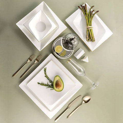 Jumbo Fold Gold 58-teiliges eckiges Tafelservice für 12 Personen