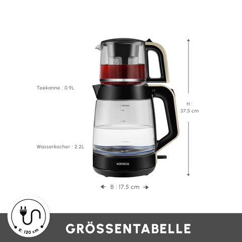 Karaca Glass Tea XL 2in1 Cam Çay Makinesi ve Kettle Krem
 