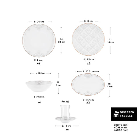Karaca Bone China Siena 20-Piece Serveware Set for 6 People, White