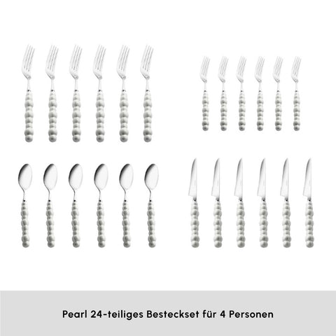 Karaca Pearl 24-Piece Cutlery Set For 6 Persons, Silver