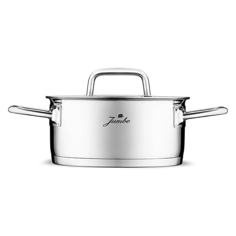 Jumbo Assos 3-teiliges Edelstahl-Topfset mit Glasdeckeln – 6-teilig