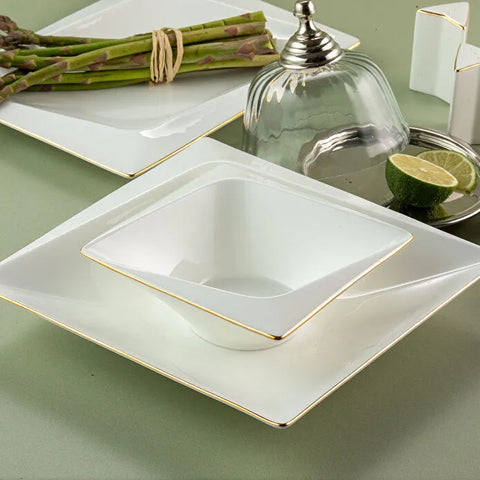 Jumbo Fold Gold 58-teiliges eckiges Tafelservice für 12 Personen