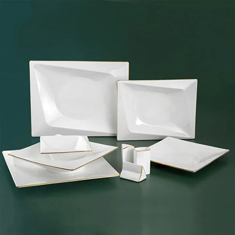 Jumbo Fold Gold 58-teiliges eckiges Tafelservice für 12 Personen