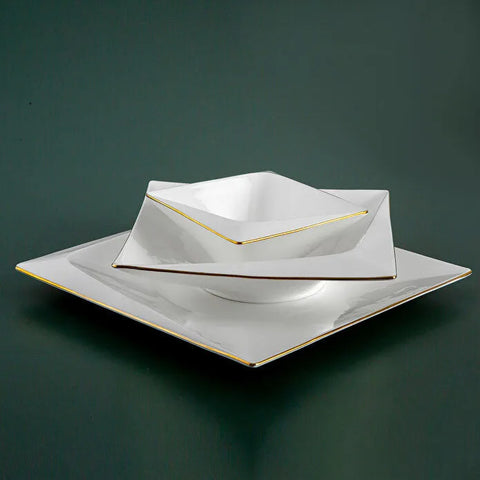 Jumbo Fold Gold 58-teiliges eckiges Tafelservice für 12 Personen