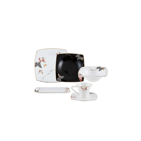 Karaca Fine Pearl Unique 26 Pieces Pearl Breakfast and Serveware Set Square, for 6 Person