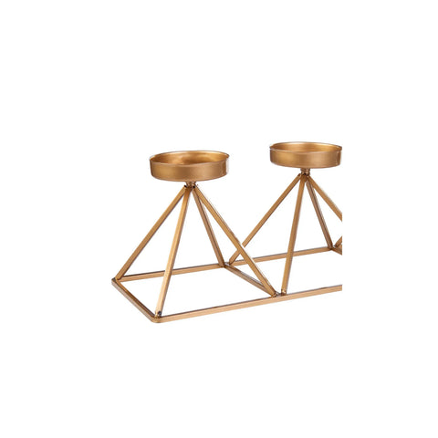 Karaca Geometri Set aus 3 goldenen Kerzenhaltern 36 cm x 13 cm