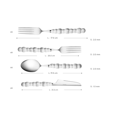 Karaca Pearl 24-Piece Cutlery Set For 6 Persons, Silver