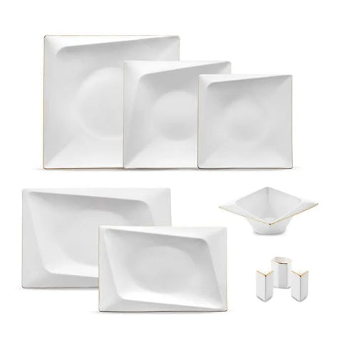 Jumbo Fold Gold 58-teiliges eckiges Tafelservice für 12 Personen