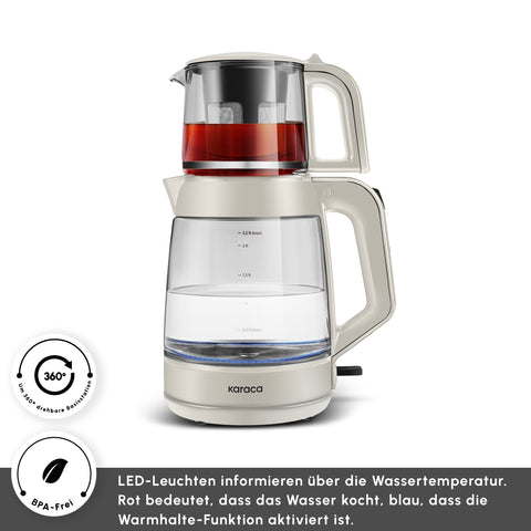 Karaca Glass Tea XL 2in1 Cam Çay Makinesi ve Kettle Starlight