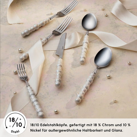Karaca Pearl 24-teiliges Besteckset Für 6 Personen, Silber