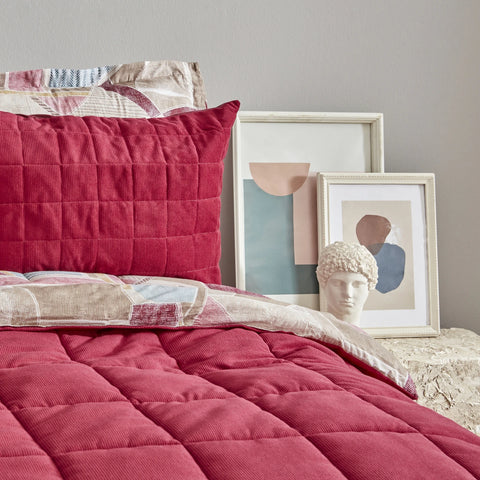 Karaca Home Lydia Double Stripe Comfort Set Burgundy