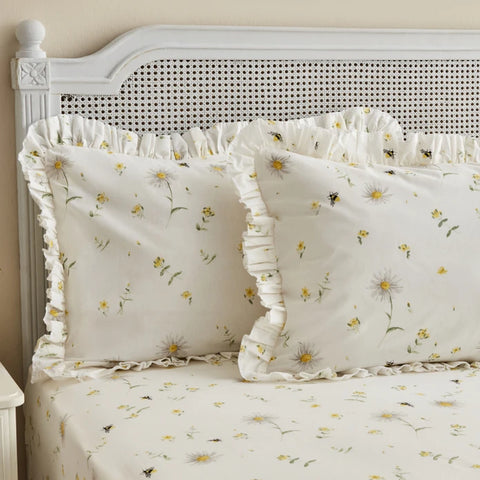 Karaca Home Emma %100 Pamuk Fırfırlı Çift Kişilik Çarşaf Takımı Sarı (PP)
 