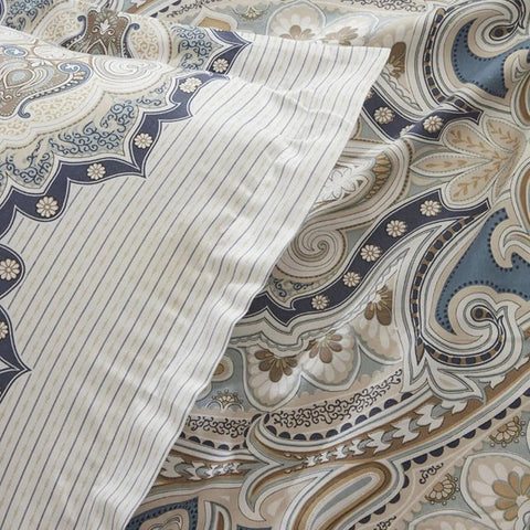 Karaca Lemy Çift Kişilik Nevresim Takımı %100 Pamuk Saten Mavi 200x220 Cm