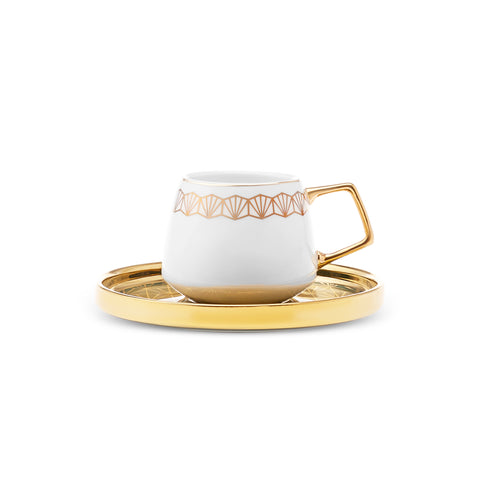 Karaca Verde 12 Piece Porcelain Espresso Turkish Coffee Cup Set for 6 People, 100ml, Multi