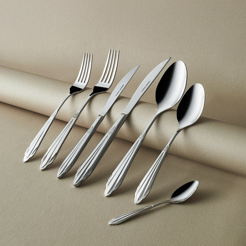 Karaca Elegance Mantilla Silver 84-Piece Cutlery Set for 12 Persons