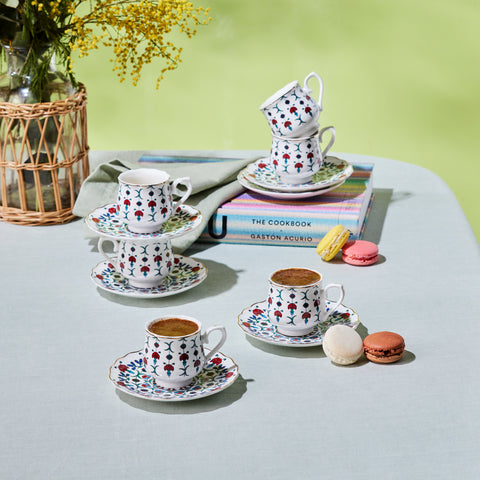 Karaca Ebruli 90 ml 6-teiliges Kaffeetassenset, Mehrfarbig