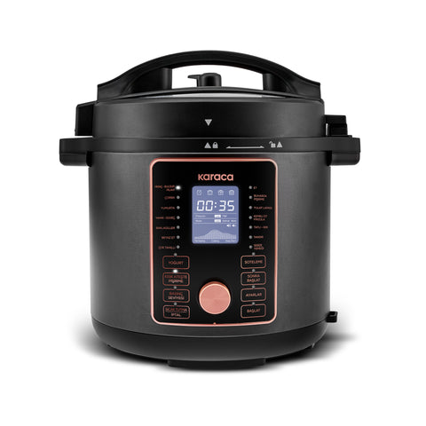 Karaca Cooker 2 in 1 Çok Amaçlı Basınçlı Pişirici Akıllı Elektrikli Düdüklü Tencere ve Airfryer Matte Black 6L