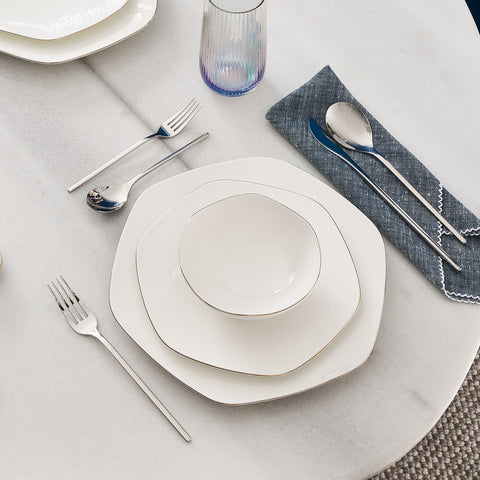 Karaca Fine Pearl Extra Hexagon, 61-teiliges 12-Personen-Geschirrset