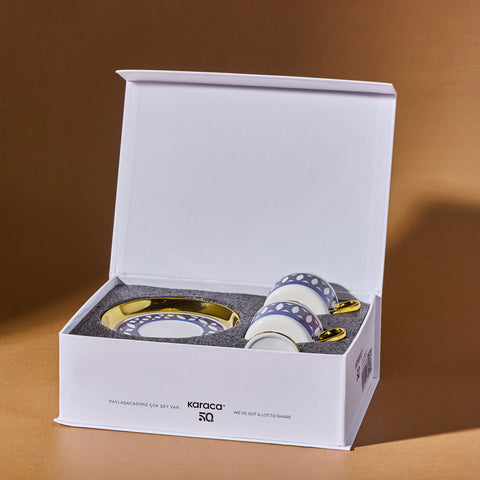 Karaca Hilal 4-Piece Porcelain Turkish Coffee Cup Set, 85 ml, Multi