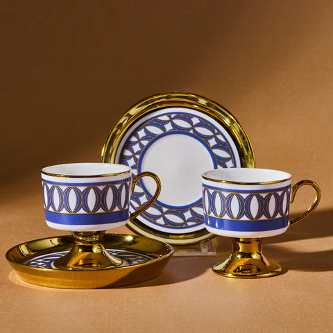 Karaca Hilal 4-Piece Porcelain Turkish Coffee Cup Set, 85 ml, Multi